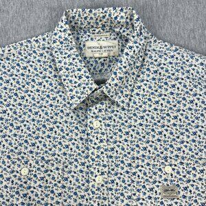 Denim & Supply Ralph Lauren Shirt Mens XL Long Sleeve Ivory White Blue Floral